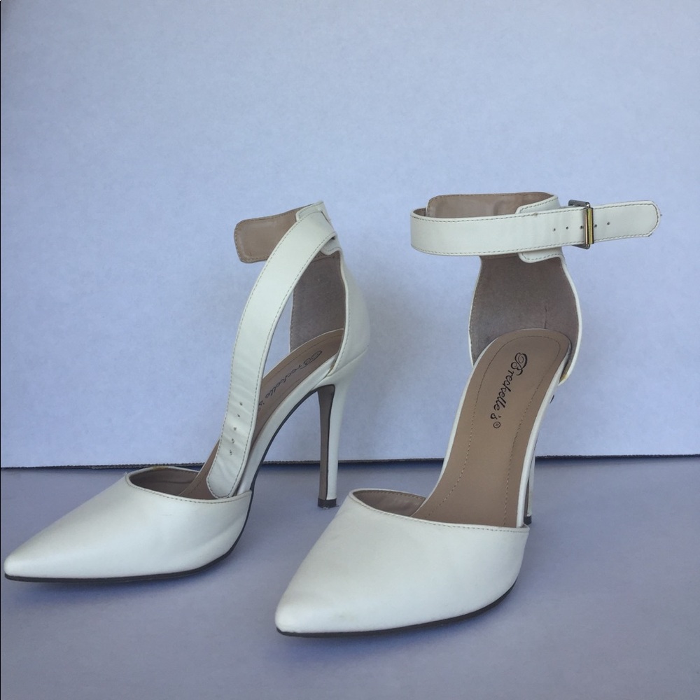 White strap heels
